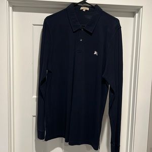 Burberry Polo Long-sleeve Shirt - 100% AUTHENTIC - Men’s Large - Navy